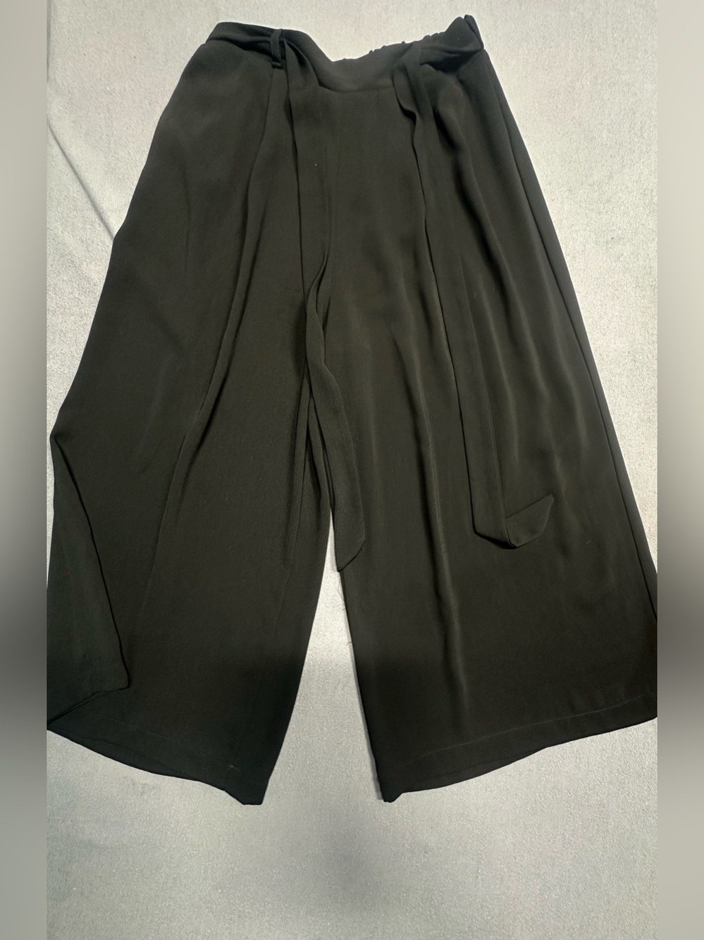 Everly Black Wide-Leg Tie-Waist Chinos with Belt